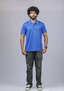 Mens Polyester Blue Polo T-Shirts