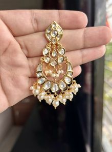 Traditional Brass Kundan Earrings
