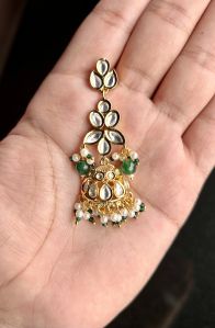 Beaded Brass Kundan Earrings