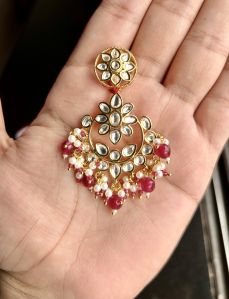 Artificial Brass Kundan Earrings