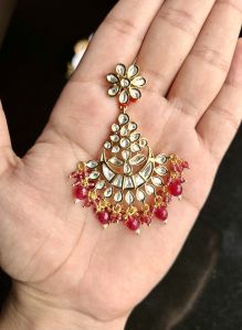 Party Wear Brass Kundan Earrings