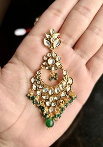Trendy Brass Kundan Earrings