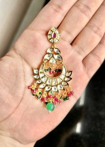 Stylish Brass Kundan Earrings
