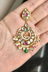 Stylish Brass Kundan Earrings