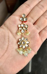 Gold Plated Brass Kundan Earrings