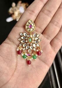 Fancy Brass Kundan Earrings