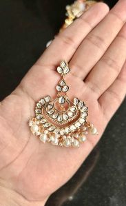 Gold Plated Brass Kundan Earrings