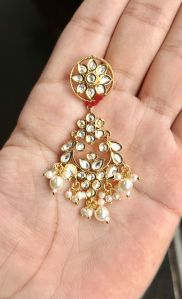 Designer Brass Kundan Earrings