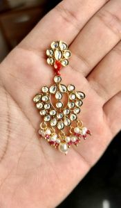 Designer Brass Kundan Earrings