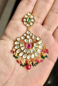 Designer Brass Kundan Earrings