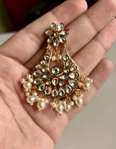 Gold Plated Brass Kundan Earrings