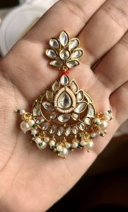 Stylish Brass Kundan Earrings