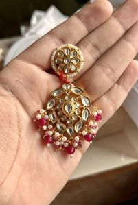 Party Wear Brass Kundan Earrings