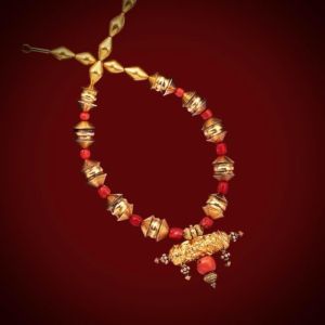 Gold Beads Coral Mala