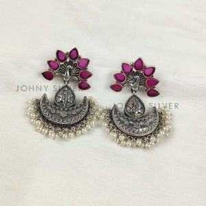 silver chandbali earrings