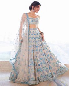 Grey Georgette Thread embroidery designer Lehenga Choli