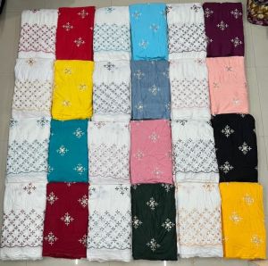 Rayon Cotton Embroidery Work fabric