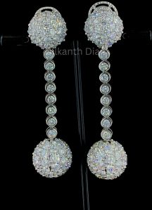 Hanging Ball Round Diamond Earrings