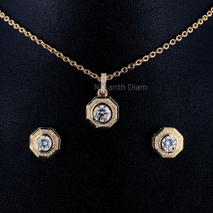 Gold Diamond Pendant Set