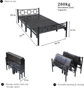 Sahni 6.2ft x 3ft Metal Single Folding Bed without Mattress