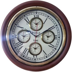 Wooden Antique Nautical World Wall Clock