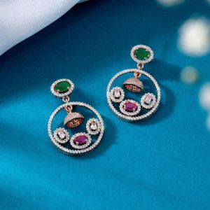 925 Sterling Rose Gold Orbital Charm Earrings