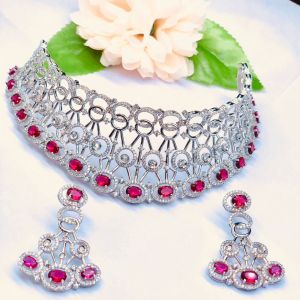 925 sterling silver Graceful Oval Choker Necklace Set