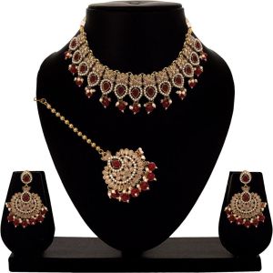 Tilak Elegance Floral Pearl Reverse AD Necklace Set