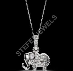 Elephant Shape Diamond Pendant Necklace