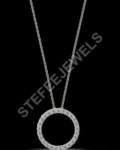 LNP-14 Mini Circle Diamond Pendant Necklace