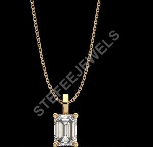LNP-17 Solitaire Emerald Diamond Pendant Necklace