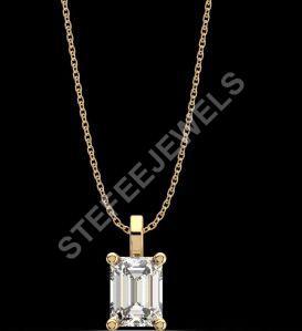 LNP-18 Solitaire Emerald Diamond Pendant Necklace