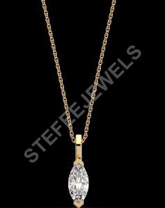 LNP-20 Solitaire Marquise Diamond Pendant Necklace