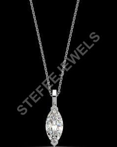 LNP-21 Solitaire Marquise Diamond Pendant Necklace