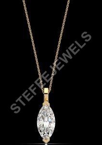 LNP-23 Solitaire Marquise Diamond Pendant Necklace