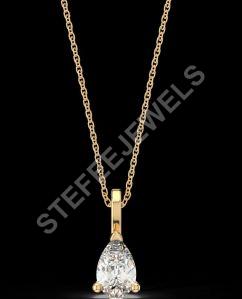 LNP-28 Solitaire Pear Diamond Pendant Necklace