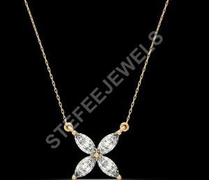 LNP-41 Marquise Flower Diamond Pendant Necklace