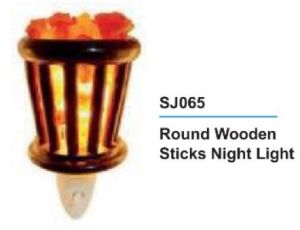 Round Wooden Sticks Rock Salt Night Light