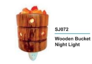 Wooden Bucket Rock Salt Night Light