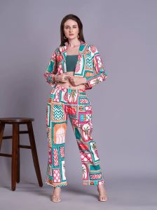Cotton Blend Multi Color Abstract Printed Co-Ord Set