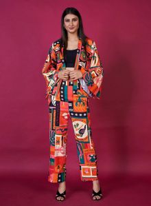 Soft Muslin Multicolour Abstract Printed 3 Piece Co-Ord Set