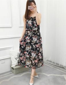 Ladies Western Printed Chiffon Gown