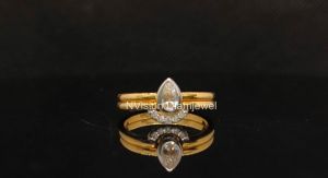 Half-Halo Pear Solitaire Twin Diamond Rings