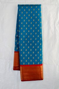 Blue Silk Butta Korvai Saree