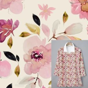 Pastel Florals Viscose Cotton Fabric