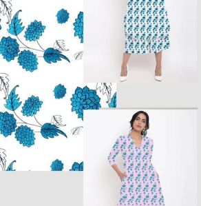 Wild Blue Viscose Cotton Fabric