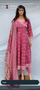 Jaipuri fabric kurti pant dupatta set