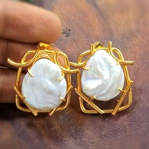 Golden Baroque Pearl Earrings