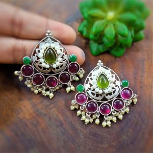 Multicolor Designer Oxidised Earrings