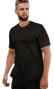 Mens Black Round Neck Plain T-Shirt